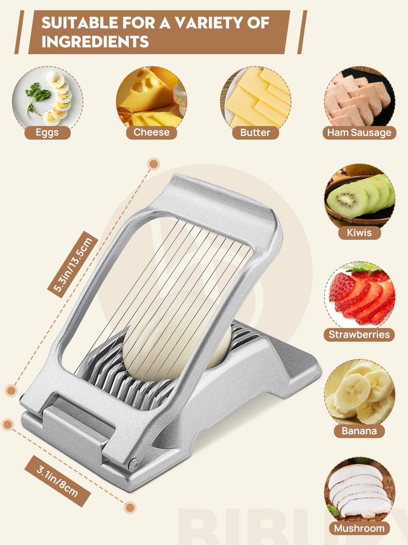 BIBURY Egg Slicer  Egg Cutter for Hard Boiled Eggs  Heavy Duty Aluminium Slicer for Egg Mushroom Strawberry Soft Fruit  Stainless Steel Wires  Dishwasher Safe & Easy to Clean - Image 4